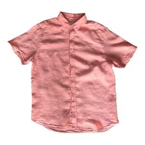Men's Porter and Ash Light Size XL Color Light Orange 100% Linen Button Down
